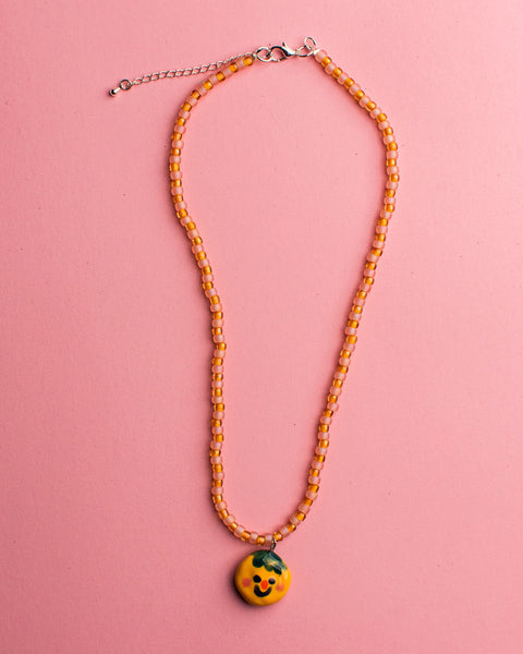 Pansy x Emily Green Ceramic Charm Necklace - Peachy Face