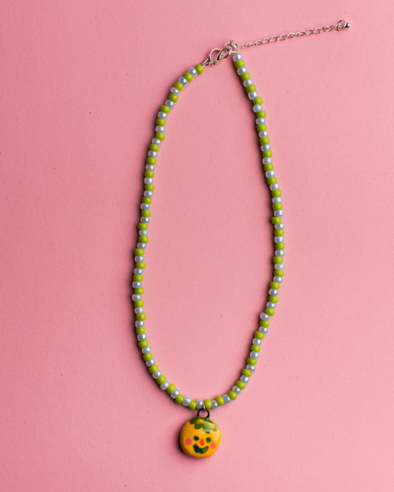 Pansy x Emily Green Ceramic Charm Necklace - Peachy Green