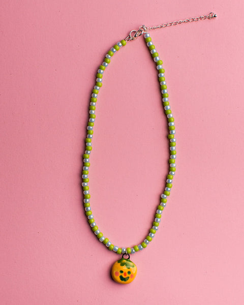 Pansy x Emily Green Ceramic Charm Necklace - Peachy Green