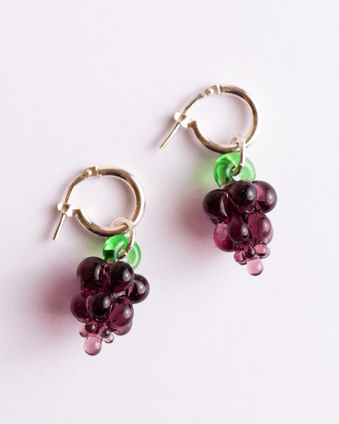 Jean Riley - Vino Hoops (purple) - Sterling Silver