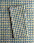 Mardi Powell - Chequered Napkin - Blue and Lime Cream