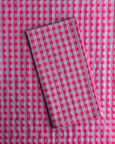 Mardi Powell - Chequered Napkin - Lilac and Hot Pink