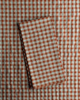 Mardi Powell - Chequered Napkin - Chocolate and Pale Aqua