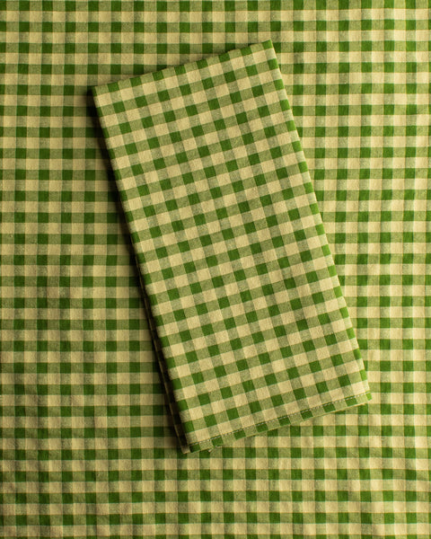 Mardi Powell - Chequered Napkin - Green and Yellow