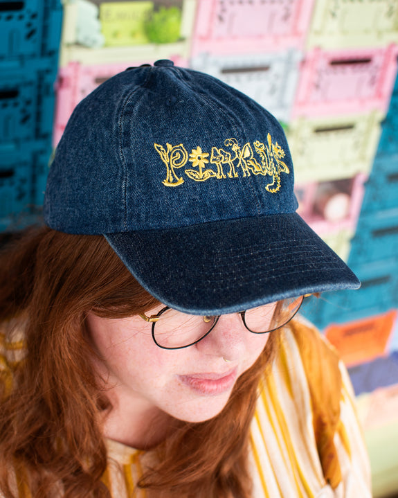 Pinky's Cap - Yellow on Dark Denim