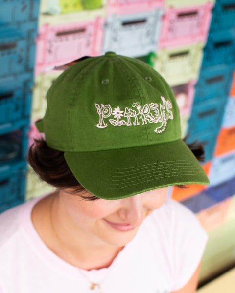 Pinky's Cap - Light Pink on Green