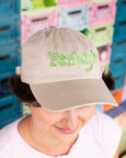 Pinky's Cap - Green on Beige