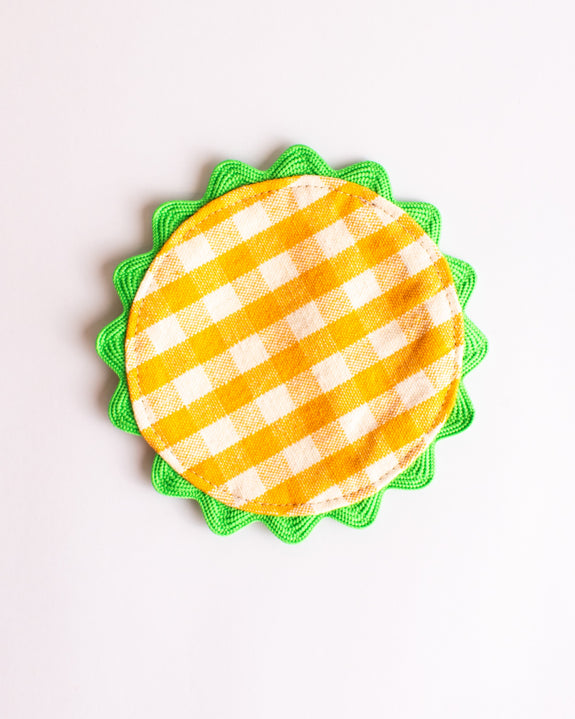 Mardi Powell - Coaster - Yellow and Green Ricrac