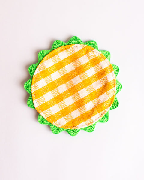 Mardi Powell - Coaster - Yellow and Green Ricrac