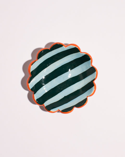Togetherness Design - Ceramic Dish Small - Stripe Green and Blue