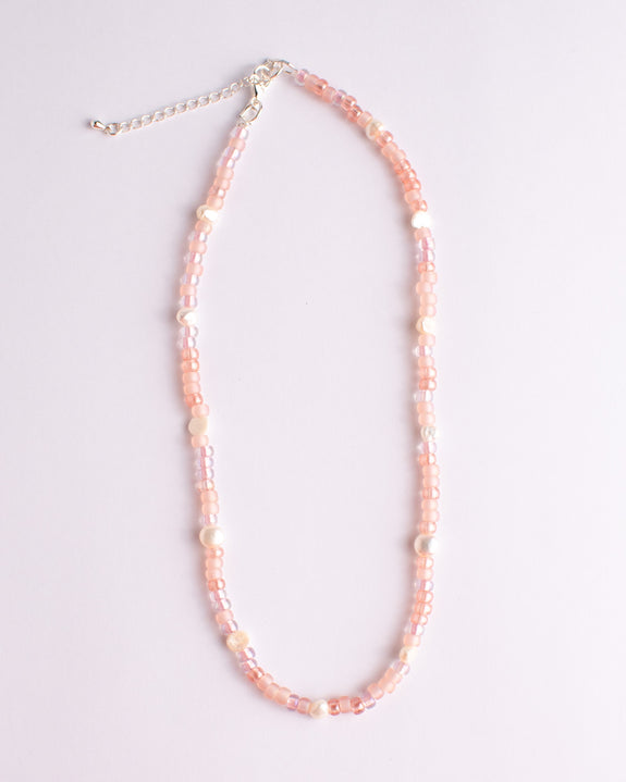 Emily Green - Rose Bead and Pearl Necklace