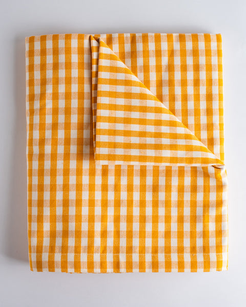 Gingham Check Table Cloth 150cm x 150cm - Sunshine Yellow