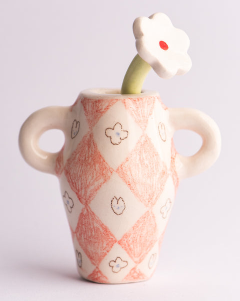 Milo Hachim - Mini Vase - Diamond Check Pink