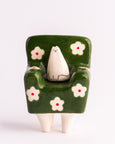 Milo Hachim - Cat in Armchair - Green Flowers