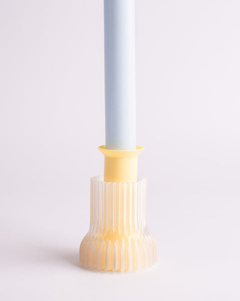 Warren & Laetitia - Double Candle Holder (Tall) - Pastel Yellow