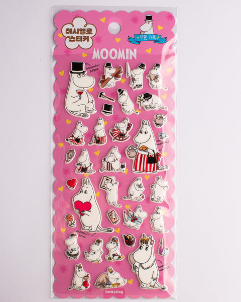 Moomin - Puffy Sticker Sheet - Pink Family