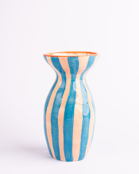 Togetherness Design - Ceramic Bud Vase - Stripe Peach and Blue