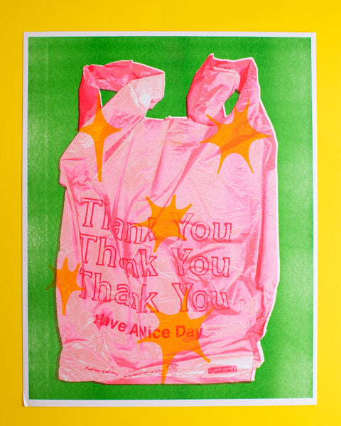 Alex Luciano - Thank You! Bag Green Riso Print