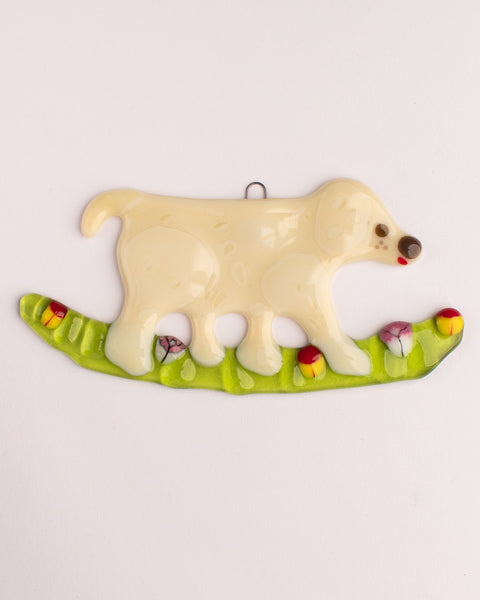 Lawn Bowls - Wall Hanging - White Puppy
