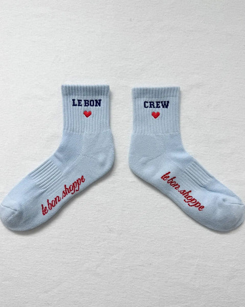 Le Bon Shoppe - Embroidered Crew Socks - Sky Blue