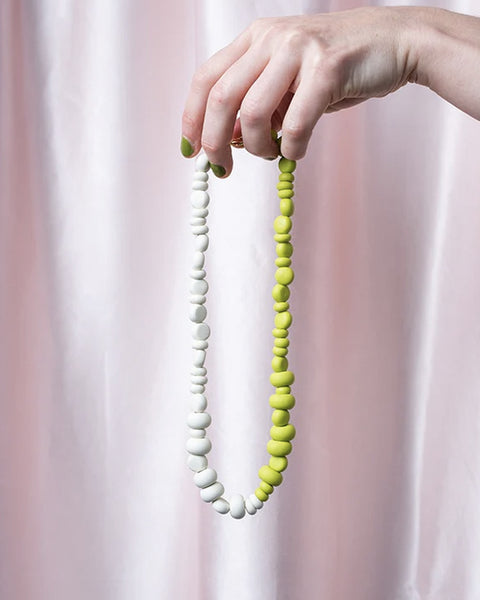 Emily Green - Splits Beaded Necklace - Wasabi and Bone