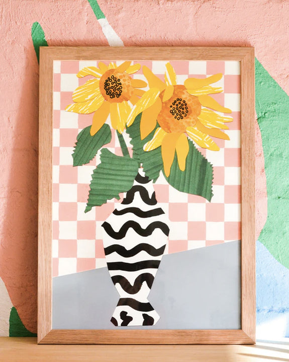 Emily Green - Sunflower Collage A4 Giclee Print