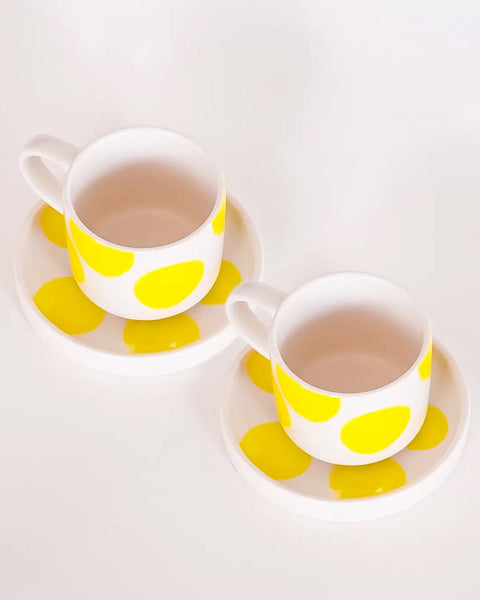 Magazin Minori - Espresso Dots - Spiaggia Yellow (Set of 2 Espresso Cups & Saucers)
