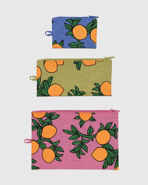 Baggu - Flat Pouch Set - Orange Trees