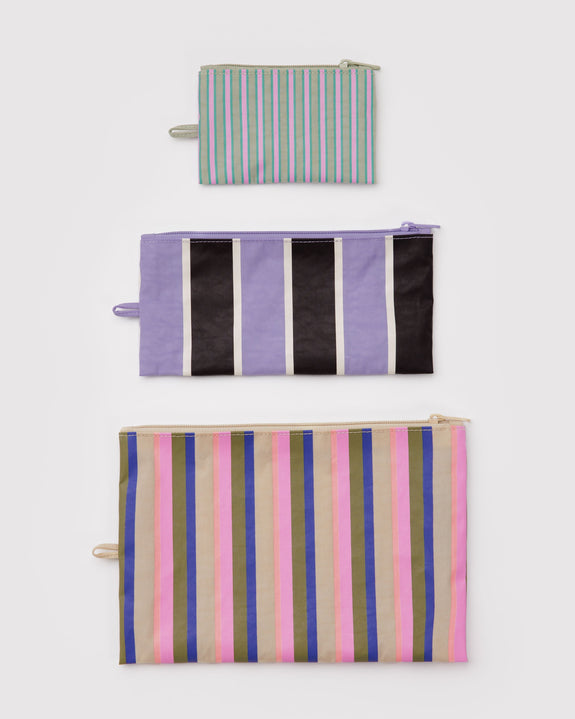 Baggu - Flat Pouch Set - Candy Shop Stripes