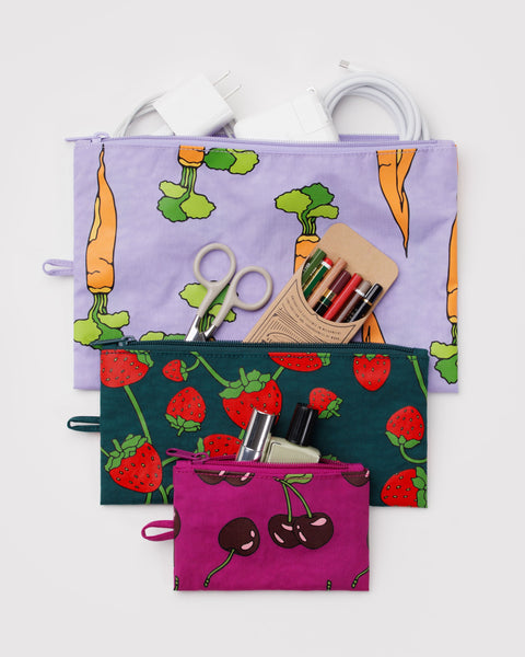 Baggu - Flat Pouch Set - Carrots & Berries