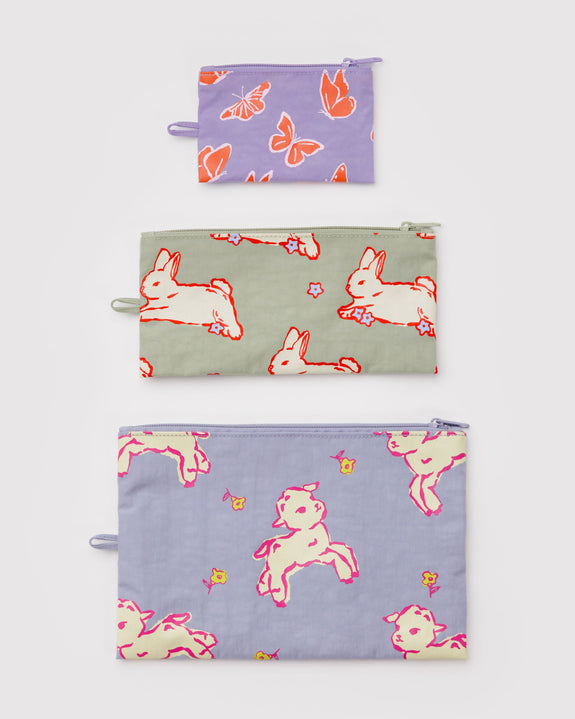 Baggu - Flat Pouch Set - Spring Animals