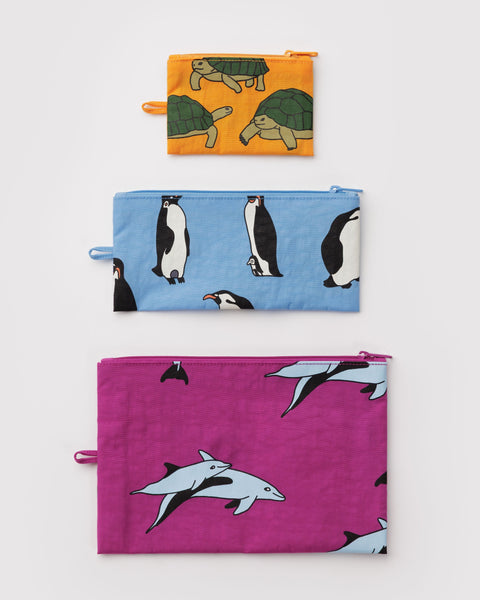 Baggu - Flat Pouch Set - Vacation Animals