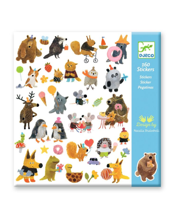 Djeco - Fluffy Friends 160 Sticker Set