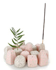 Julie B Ceramics - Incense/Stem Holder- Pyramid - Spotty Pink Mint
