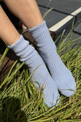 Le Bon Shoppe - Linen Scallop Socks - Pale Blue