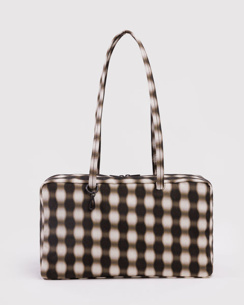Baggu - Medium Nylon Bowler Bag - Blurred Gingham Brown