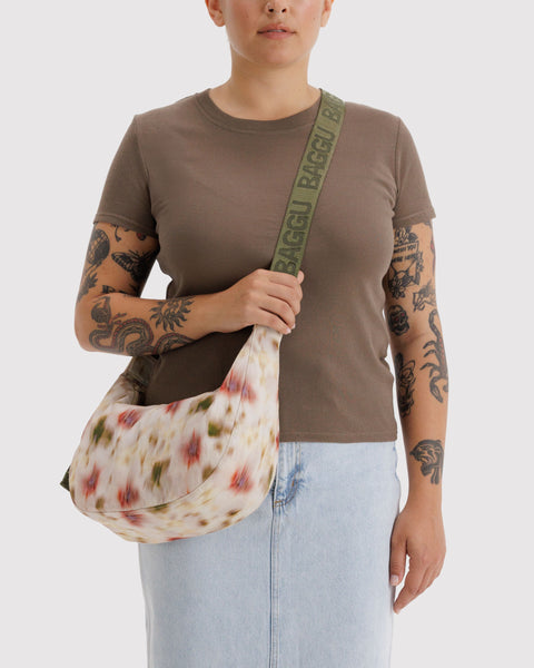Baggu - Medium Nylon Crescent Bag - Abstract Floral