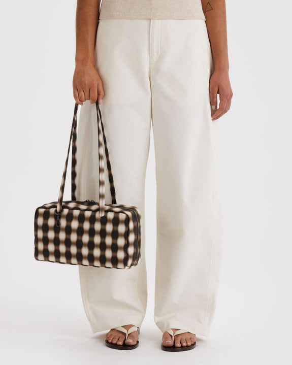 Baggu - Nylon Bowler Bag - Blurred Gingham Brown
