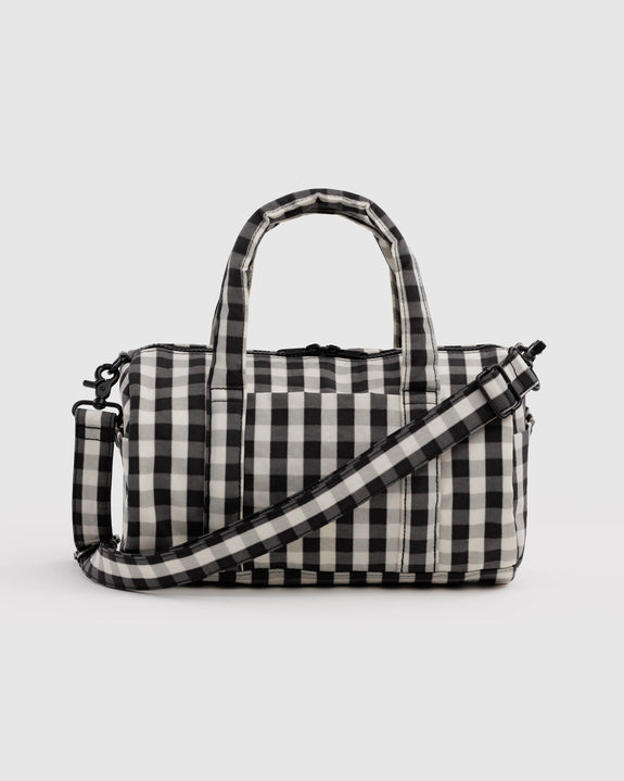 Baggu - Nylon Duffle Bag - Black and Cream Gingham