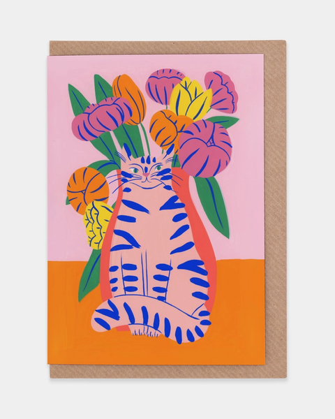 Evermade - Orange Bouquet Cat Greetings Card