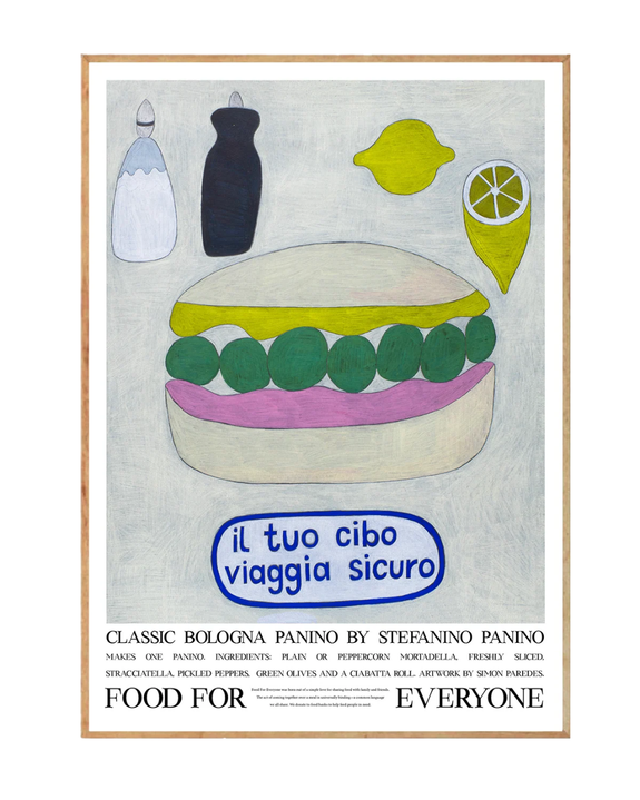 Food For Everyone - A3 Print - Classic Bologna Panino by Stefanino Panino & Simon Paredes