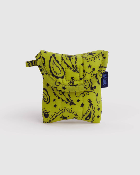 Baggu - Puffy Earbuds Case - Chartreuse Paisley - *PRE-ORDER FOR SHIPPING AFTER MONDAY OCTOBER 12TH*