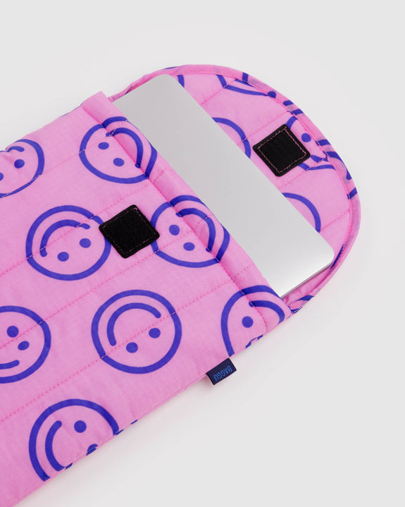 Baggu - Puffy Laptop Sleeve 13/14 Inch - Pop Pink Happy - PRE-ORDER FOR SHIPPING AFTER MONDAY OCTOBER 12TH*