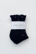 Le Bon Shoppe - Ruffled Hugger Crew Socks - Black Petal