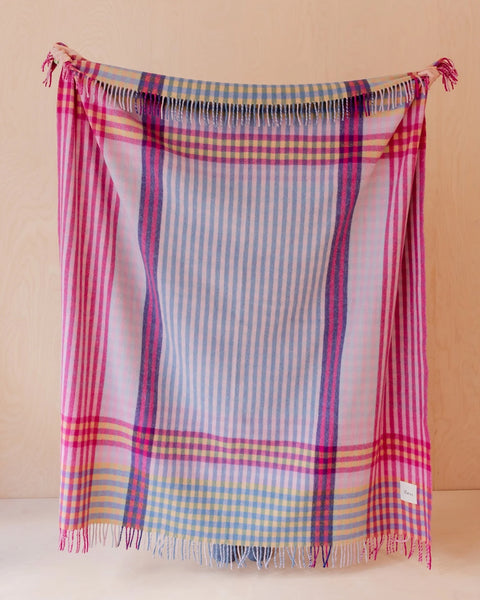TBCo - Recycled Wool Blanket  in Pink Micro Gingham