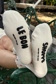 Le Bon Shoppe - Ruffled Hugger Crew Socks - Cream Petal