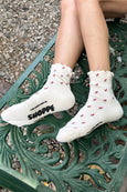Le Bon Shoppe - Ruffled Hugger Crew Socks - Cream Petal