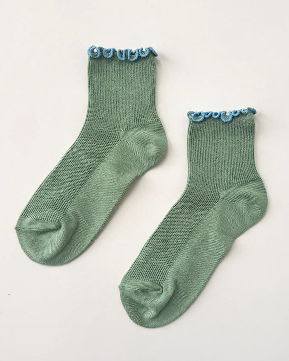 Le Bon Shoppe - Petite Ruffled Modal Socks - Sea Glass and Powder Blue