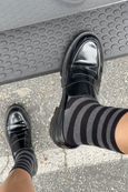 Le Bon Shoppe - Wally Socks - Wide /  Charcoal Stripe