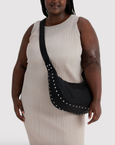 Baggu - Medium Nylon Crescent Bag - Black - Studs - *PRE-ORDER FOR SHIPPING AFTER MONDAY OCTOBER 12TH*